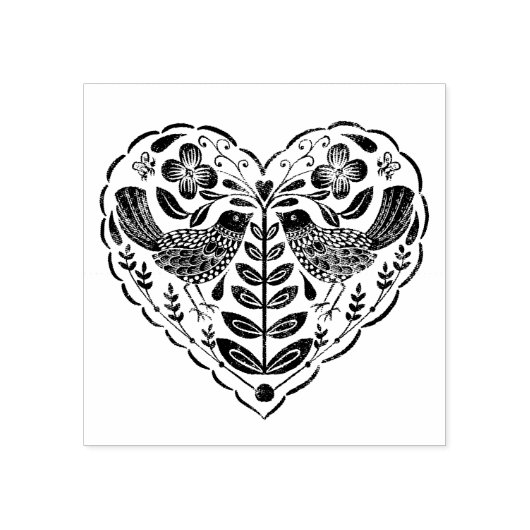 Folk Art Heart Rubberstempel (Afrduk)