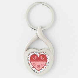 Folk Art Heart Sleutelhanger