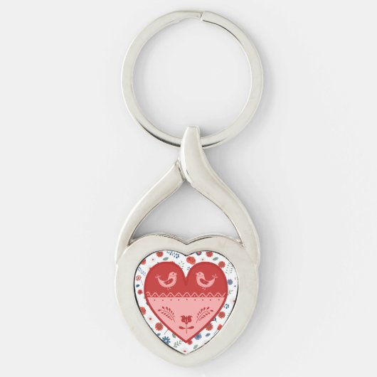 Folk Art Heart Sleutelhanger (Voorkant)