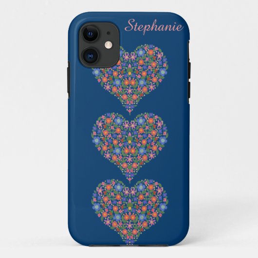 Folk Art Hearts, Deep Blue iPhone 5/5s Xtreme Hoes (Achterkant)