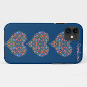 Folk Art Hearts, Deep Blue iPhone 5/5s Xtreme Hoes (Achterkant (horizontaal))