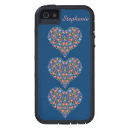 Folk Art Hearts, Deep Blue iPhone 5/5s Xtreme Hoes