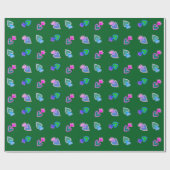 Folk Art Heilig Hart Groen Inpakpapier (Vlak)