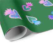 Folk Art Heilig Hart Groen Inpakpapier (Rol Hoek)