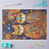 Folk Art Heldere Gekleurde Katten Decoupage Tissuepapier (Craft)