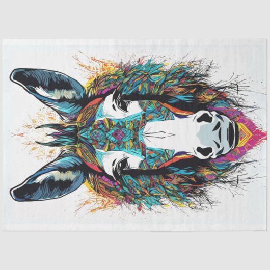 Folk Art Heldere Kleuren Donkey Decoupage Tissuepapier (Voorkant)