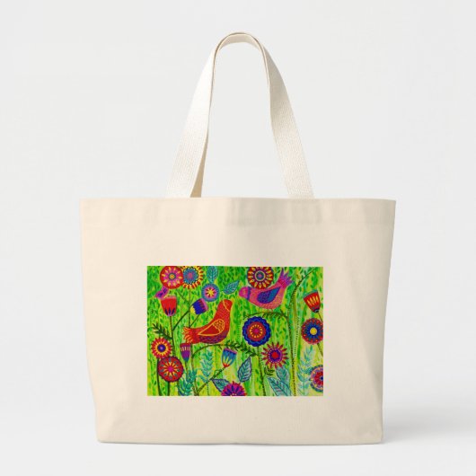 Folk Art Herbruikbare Canvas tas (Voorkant)