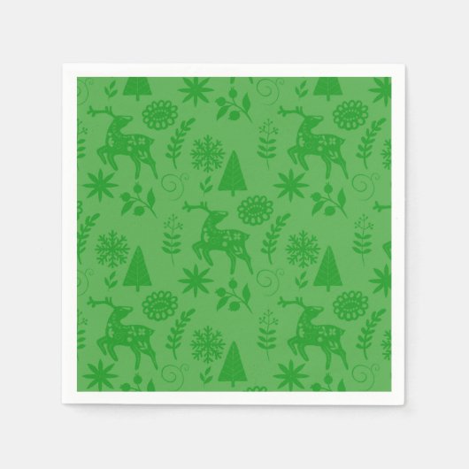 Folk Art Herten Bos Groen Servet (Voorkant)
