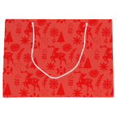 Folk Art Herten Botanisch Rood Grote Cadeautas (Voorkant)