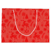 Folk Art Herten Botanisch Rood Grote Cadeautas (Achterkant)