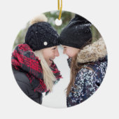 Folk Art Holiday Monogram & foto dubbelzijdig Keramisch Ornament (Voorkant)