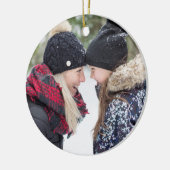 Folk Art Holiday Monogram & foto dubbelzijdig Keramisch Ornament (Links)