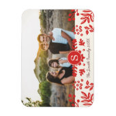 Folk Art Holiday Monogram Foto Magnet Magneet (Verticaal)