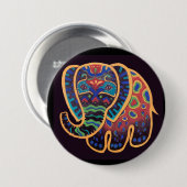 Folk Art Indian Elephant Ronde Button 7,6 Cm (Voorkant /achterkant)