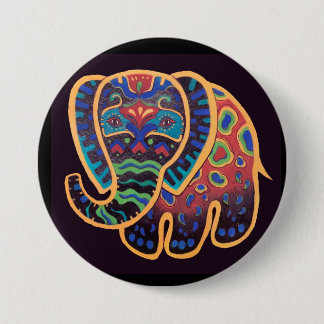 Folk Art Indian Elephant Ronde Button 7,6 Cm