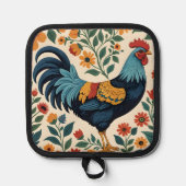 Folk Art Indigo Haan Pannenlap (Voorkant)