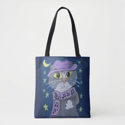 Folk Art Jazz cat Tote Bag (Voorkant)