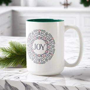 Folk Art Joy Holiday Tweekleurige Koffiemok