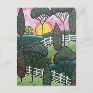 FOLK ART Joy the Uitzicht BY LORI EVERETT briefkaa Briefkaart