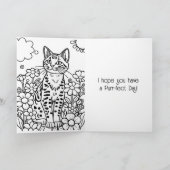 Folk Art Katten en bloemen gepersonaliseerde verja Kaart (Binnen)