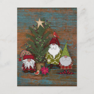 Folk Art kerstboom en Gnomen Briefkaart