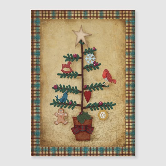 Folk Art-kerstboom met vilt-sierelementen (Voorkant)
