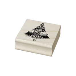Folk Art-kerstboom Rubberstempel
