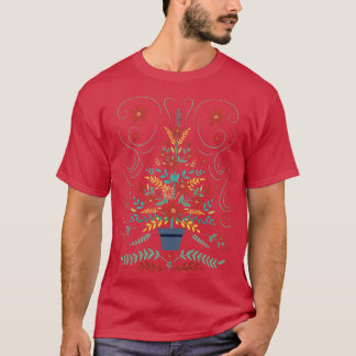 Folk Art-kerstboom T-shirt