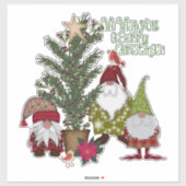 Folk Art kerstboomgnomen Sticker (Vel)