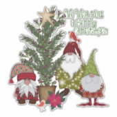 Folk Art kerstboomgnomen Sticker (Voorkant)