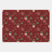 Folk Art Kerstfeestay Warm Wishes Pattern Wra Inpakpapier Vel (Voorkant 3)