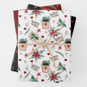 Folk Art Kerstfeestay Warm Wishes Pattern Wra Inpakpapier Vel (In situ)