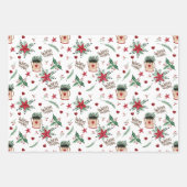Folk Art Kerstfeestay Warm Wishes Pattern Wra Inpakpapier Vel (Voorkant)