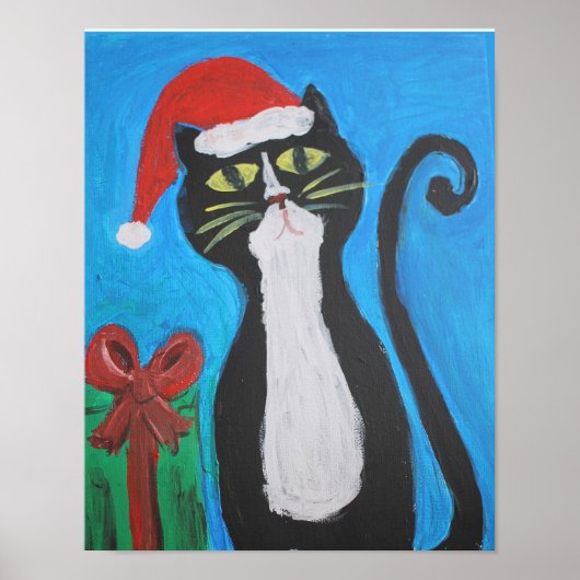 Folk Art-kerstkat Poster (Voorkant)