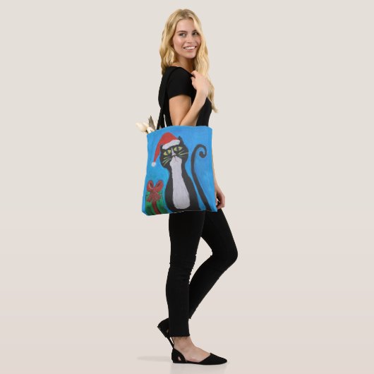 Folk Art-kerstkat Tote Bag (Op model)
