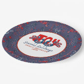 Folk Art Kerstmis Scandinavian Bird Blue Papieren Bordje (Gekanteld)