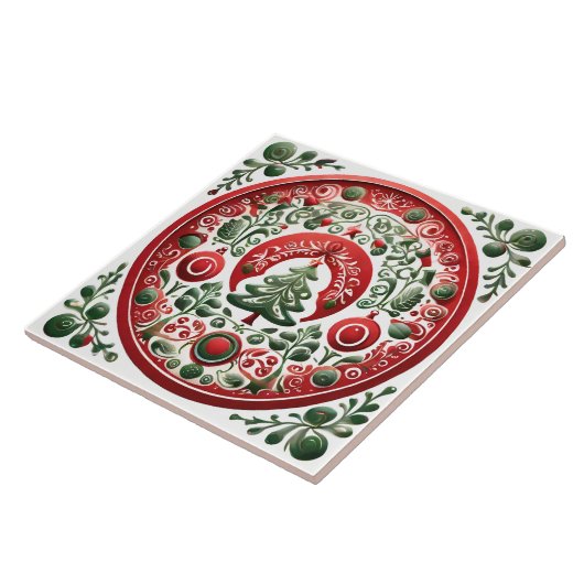 Folk Art Kerstmis Tegeltje (Zijkant)