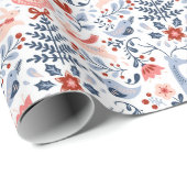 Folk Art-kerstversieringen Cadeaupapier (Rol Hoek)