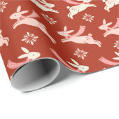 Folk Art-kerstversieringen Cadeaupapier (Rol Hoek)