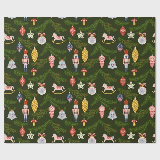 Folk Art-kerstversieringen Cadeaupapier (Vlak)