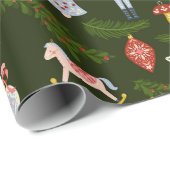 Folk Art-kerstversieringen Cadeaupapier (Rol Hoek)