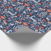 Folk Art-kerstversieringen Cadeaupapier (Hoek)