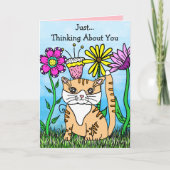 Folk Art Kitty Cat die over jou denkt Kaart (Voorkant)