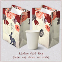 Folk Art Konijn Vlinder Bloemen Medium Gift Bag