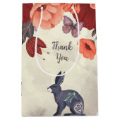 Folk Art Konijn Vlinder Bloemen Medium Gift Bag Medium Cadeauzakje (Voorkant)