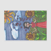 Folk Art Lady Clouds zonnebloemen Sun Hearts Tissuepapier (Voorkant)