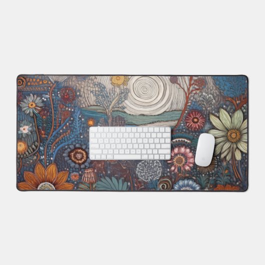Folk Art Landscape Desk Mat (Keyboard & Muis)