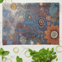 Folk Art Landschap Keuken Handdoek