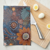 Folk Art Landschap Keuken Handdoek (Quarter Fold)