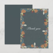 Folk Art Lijst in Blauw Bruin Tan Bedankkaart (Voorkant / Achterkant)